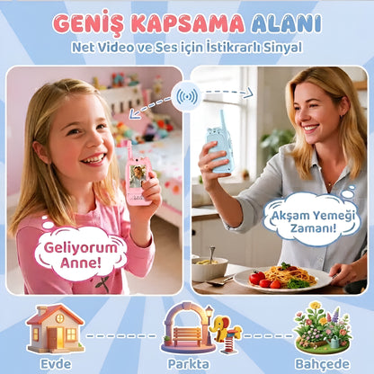 Görüntülü Çocuk Telsizi – Wi-Fi ve Bluetooth Gerektirmez! – 4 Ses Efektli (2'li Set)