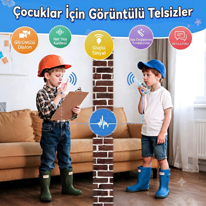 Görüntülü Çocuk Telsizi – Wi-Fi ve Bluetooth Gerektirmez! – 4 Ses Efektli (2'li Set)